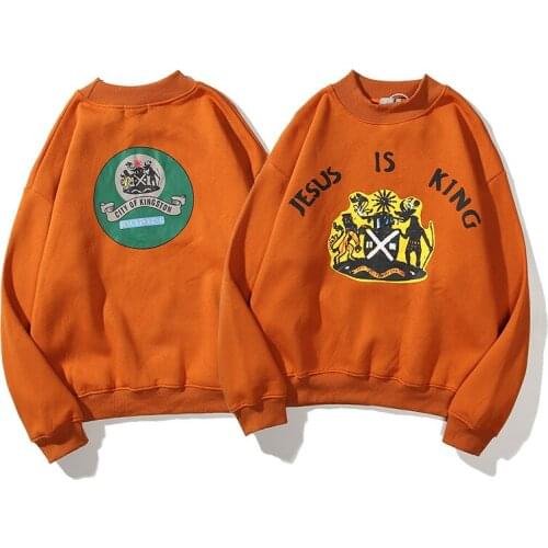 Kanye West Jesus Is King Organge Hip Hop Sweatshirts Hoodies O Neck Streetwear Oversize Sweatshirt Couple Loose Casual Hoody