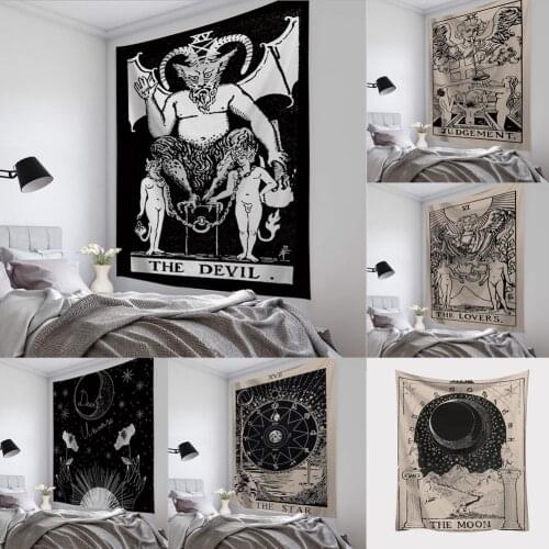 Tarot Card Wall Hanging Tapestry Astrology Divination Bedspread Taperstry Beach Mat Textile Suspended Blanket Home Decor 95x73cm