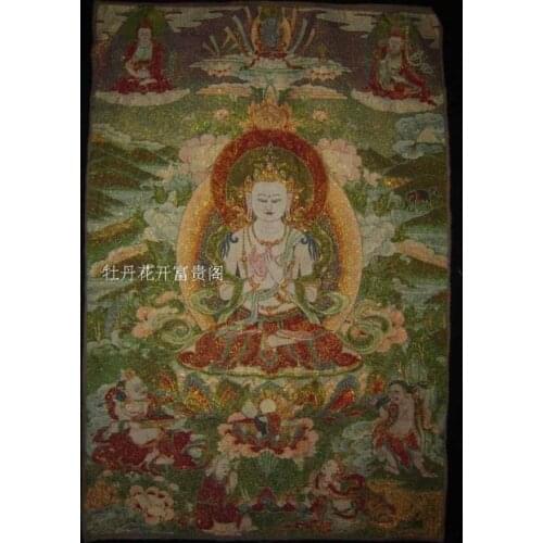 Chinese Antique collection the Thangka embroidery Bodhisattva Manjusri diagram
