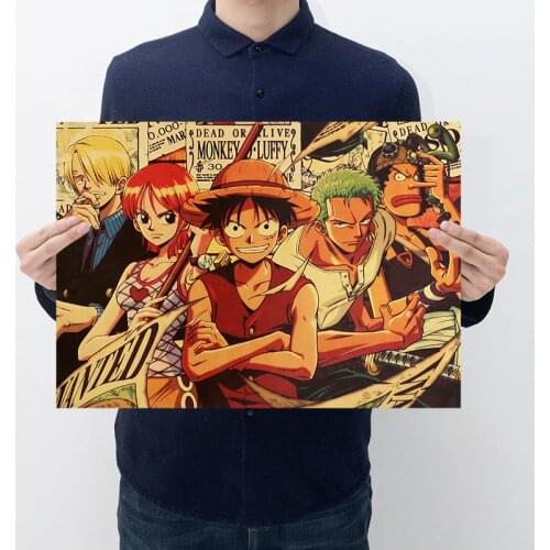 Classic Cartoon Comic Retro Kraft Paper Poster Vintage One Piece Ace Adornment Movie Posters Home Decoration Wall Sticker