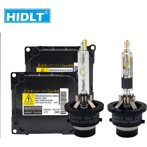 HIDLT Full 1 Set Super Bright 55W Xenon D2S D4S HID Headlight Kit Car Light Xenon Bulb Lamp D2R D4R OEM 85967-51050 HID Ballast