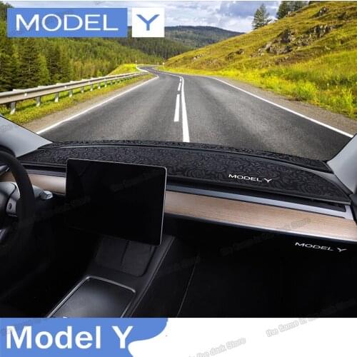 Leather car dashboard non slip carpet anti Reflective pad mat for tesla model Y 2020 2021 2022 accessories interior styling