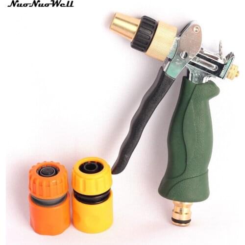 Copper Nozzle Zn-Alloy Water Gun+2pcs Quick Connector Watertight Durable Garden Irrigation Pipe/Hose Car Washing Metal Spray Gun
