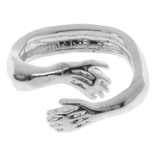 2021 New Give You Hug Ring Adjustable Warm Embrace Promise Wedding Band Hand in Hand Ring 2020 trend