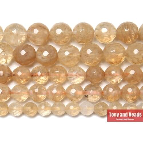 New Arrival Faceted Citrines Quartz Beads 15" Strand 6 8 10 mm Pick Size For Jewelry Making