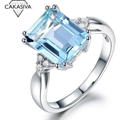 Womens 925 Sterling Silver Inlaid Topaz Engagement Wedding Ring Gift Jewellery Wholesale