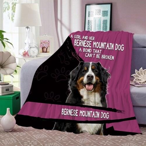 Bernese Mountain Dog Blanket Fashion Animal Quilts Home Vacation Duvet Casual 3D Kids Anime Blanket Cute Home Textile Summer