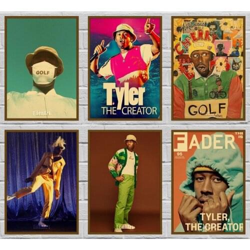 Tyler The Creator Poster Hip Hop Rapper Retro Posters Flower Boy Wall Sticker Vintage Kraft Paper Prints Home Room Bar Decor