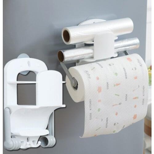1PCS Kitchen Roll Paper Shelf Wrap Film Holder Bathroom Toilet Tissue Shelf Organizer Kitchen Storage Rack Adjustable
