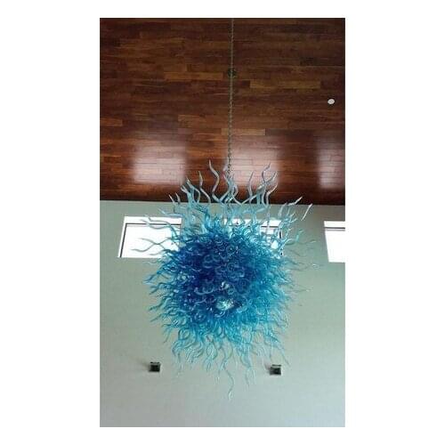 Popular Art Decor Villa Lamp Blue Hand Blown Glass Chandelier Dining Room Lighting
