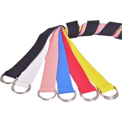 130cm*3.8cm 1 Pcs Nylon Canvas Strap Casual Waistband Women Waist Belt Fashion Metal Buckle Double Rings