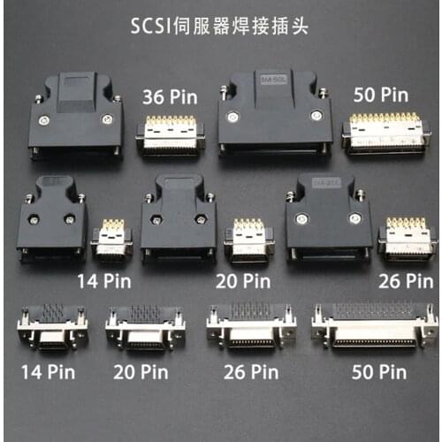 SCSI Connector MDR 14 20 26 36 50Pin Male Female Plug Compatible 3M CN Cable Wire Solder Type Shell Servo Motor Drive
