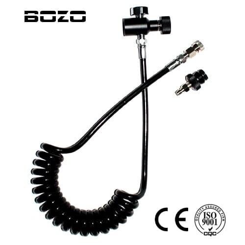 Airsoft pcp Coil Remote Hose Thick line 2.5M with 1500psi gauge without Slide Check with quick disconnect(BLACK) paintball New