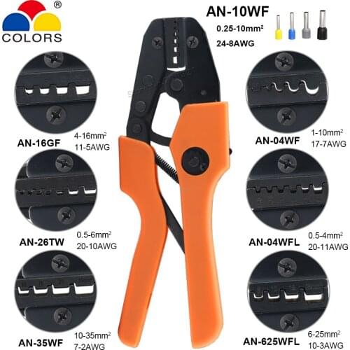 Tube Bootlace Crimping Pliers 0.25-35mm2 24-2AWG Ferrules dual wire terminals Ratchet Crimper Jaw Kits Crimping Hand Tools