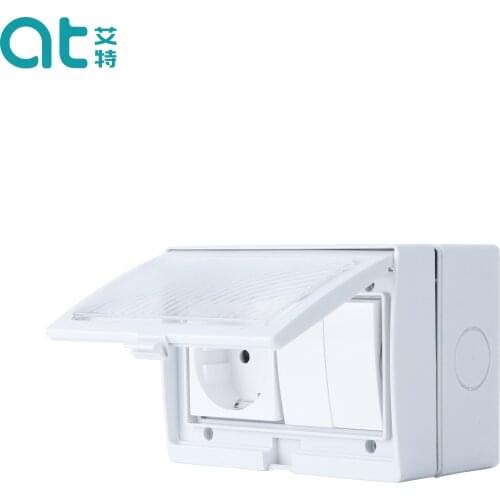 IP55 2Gang Switch 1Gang Socket Outdoor Wall Switch Socket Weather&Dust Proof Power Outlet German Standard