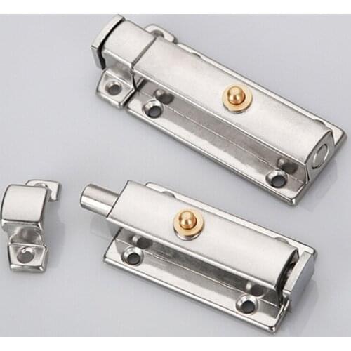 1PCS Stainless Steel Push-button Anti-theft Automatic Spring Latch Toilet Installation Safety Wooden Door Bolt Self-elastic Lock
