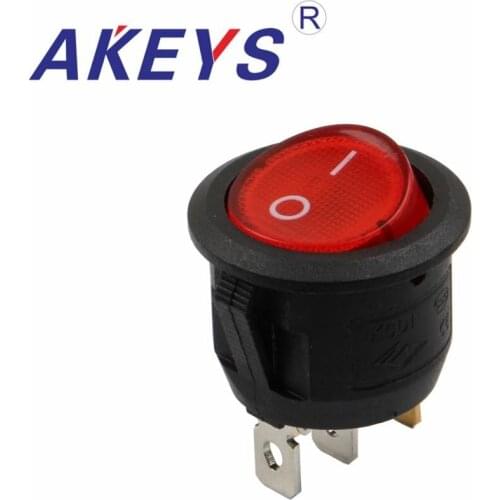 10PCS KCD1-105N-3P 3pins 2nd gear round rocker switch for electric kettle With light