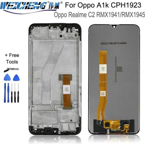 100% Tested Black For Oppo A1k CPH1923 / Realme C2 LCD Display Touch Screen with frame Digitizer Assembly Replacement