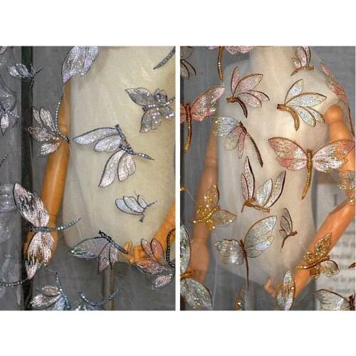 2Meters Sequins Butterfly Lace Fabric Trim For Clothes Embroidered Sewing On Accessories Craft Dvening Dress Party Trimming