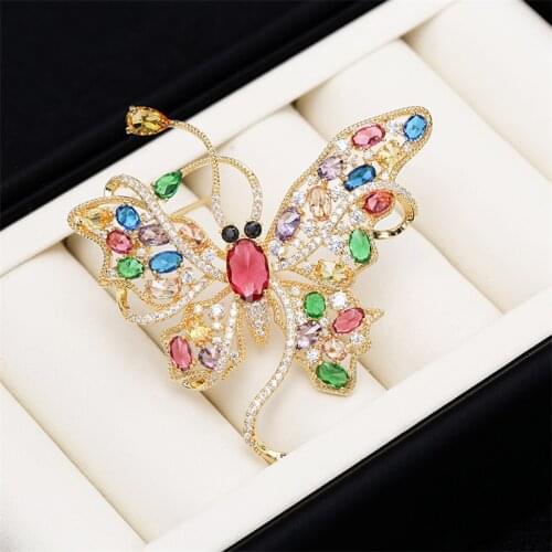 2020 New Arrivals Butterfly Brooches Pins For Women Fashion Luxury Rhinestone Crystal Insect Brooch Pin Jewelry broche femme