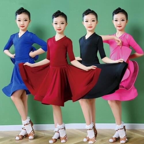 2020 Girl Latin Dance Dress Child Competition Latin Dancing Dress Kid Fitness Children Samba Rumba Girl Showing Dancing Skirts