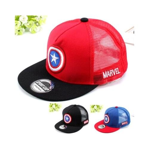 2021 Marvel kids camouflage net cap cartoon captain america spiderman hip hop hat summer sun hat baseball cap kids gift 2/7Y