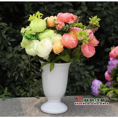 3 pcs/lot) 2015 Wholesales fashion cheap wedding silk flower large artificial silk peony bouquet for home decortaion
