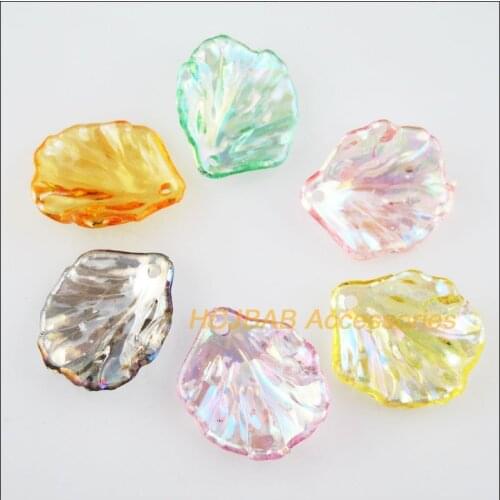 40 New Heart Leaves Acrylic Charms Plastic Mixed Pendants 17x20mm