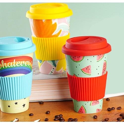 470ml Coffee Mug Decal Design Insulation Portable Bamboo Fiber Degradable Water Cup for Travel Drinkware Drink cup