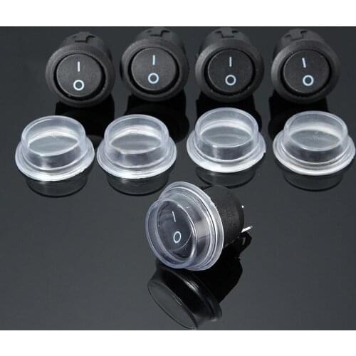 5pcs/set 2-PIN ON-OFF SPST Round Dot Car Boat Rocker Toggle Switch+Waterproof Cover