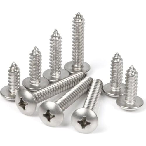 50Pcs M3M3.5 M4 M4.2 mm 304 Stainless Steel Flat Head Self-tapping Screw Mushroom Head