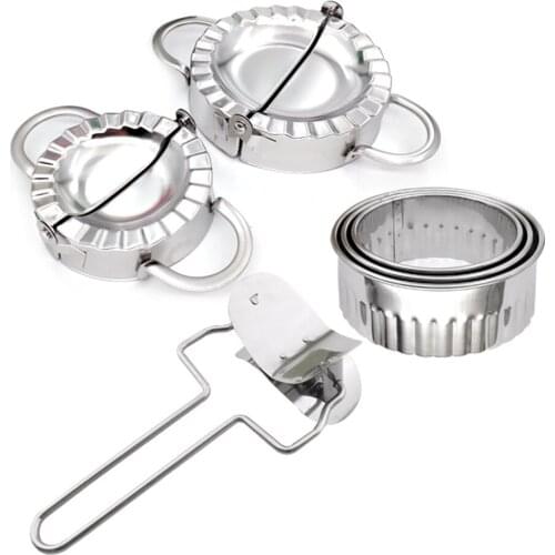 6Pcs Set Dumpling Mould Stainless Steel Dough Presser Maker Wraper Cutters Large Small dumpling tools kitchen cooking cooker