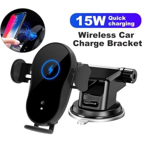 15W Wireless Charger Car Phone Holder Qi Induction Sensor Fast Charging Stand Mount For Samsung Huawei iPhone 12 11 Pro 8 Xiaomi