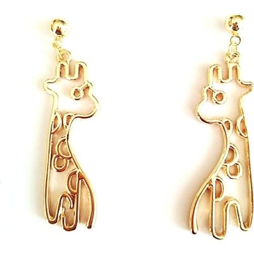 Free shipping 10 pair /lot fashion jewelry metal hollowed giraffe earrings for women