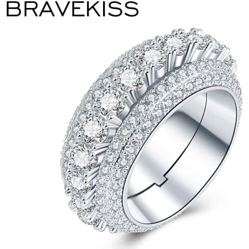 BRAVEKISS Trendy Rotatable Rings for Women Zircon Finger Rings Wedding Rings Femme Luxury Engagement Jewelry Drop Shipping UR057