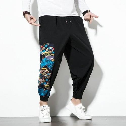 Chinese Style Cotton Pants Men Jogger Japanese Streetwear Joggers Men Pants Hip Hop Trousers Men Pants 2019 Spring KK3261
