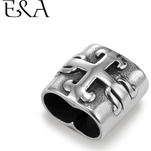 Stainless Steel Large Double Hole Beads Fit 5mm Leather Rope Bracelet Slide Charm Making DIY Accessories Silder Beads Wholesale