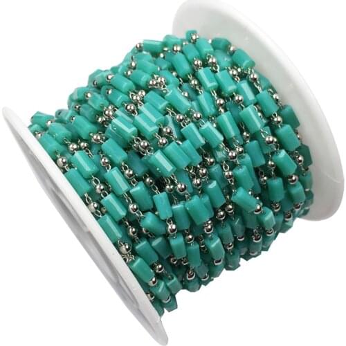 Wholesale 1 Meter Handmade Gold Wire Wrapped Rosary Chain Stone Beads Chains for Making Necklace Bracelet Anklet DIY Jewelry