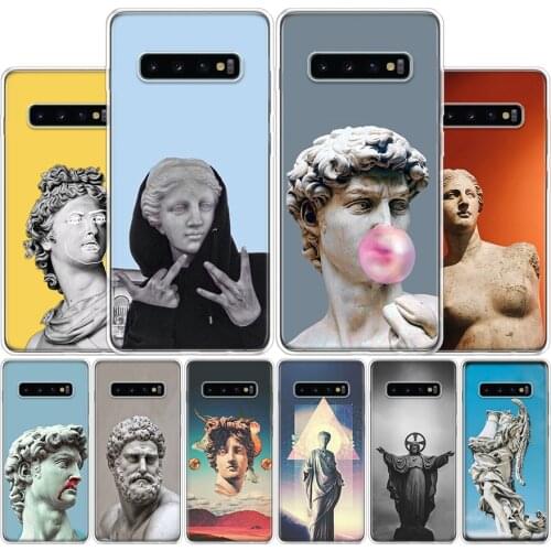 Art David Statue flower Phone Case For Samsung Galaxy S10 S20 FE S21 Ultra Note 10 9 8 S9 S8 S7 Edge J4 J6 J8 Plus Lite + Cover