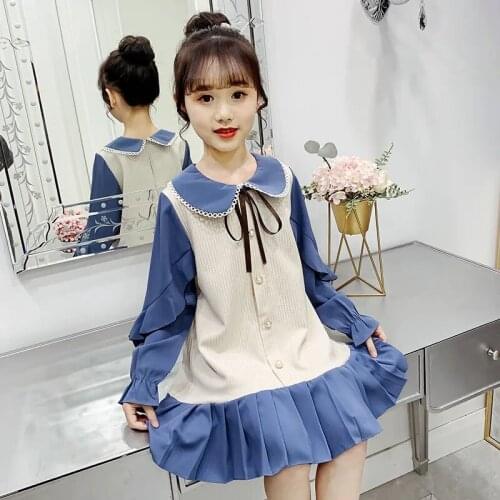 Kids Dresses for Girl Cotton Teens Dress Long Sleeve New Fashion Back To School Dress Autumn Kids Children Clothes 4-14 Years