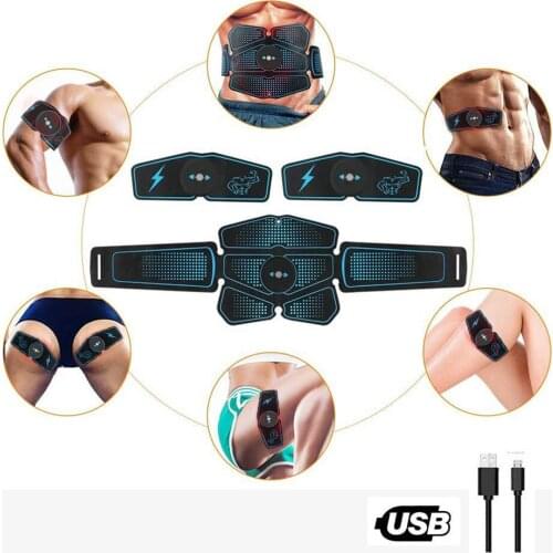 USB Chargeable Electrostimulator ABS Stimulator EMS Abdominal Muscle Stimulator Belt Slimming Bandage Vibration Fitness Massager