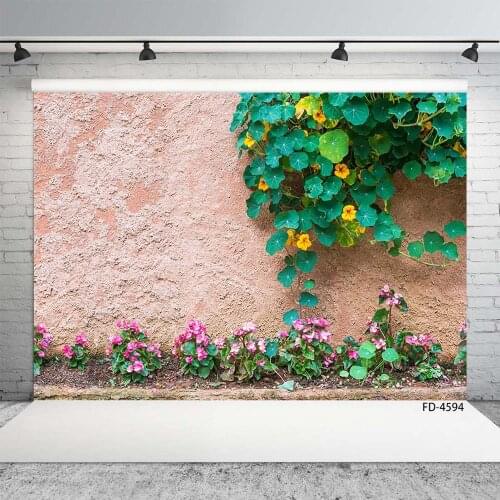 Photo Backdrop Flowers Plant Cement Wall Customized Backgrounds for Baby Children Pets Portrait Photobooth Photography Props