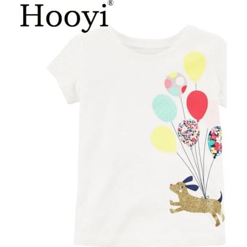 Balloon Dog Baby Girl T-Shirts Children Tee Shirts Newborn T Shirt Girls Blouse White Toddler Tops 100% Cotton 6-24 Month Jersey