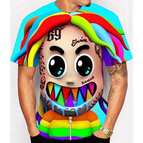 6ix9ine 3d Print T Shirt Mens Clothing Harajuku Costume Men/women Family Shirt Graphic Tees Men Oversized T Shirt Tops Plus Size