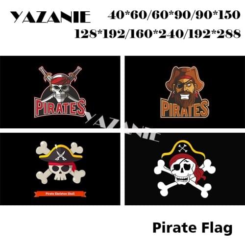 YAZANIE Any Size Custom Pirate Flag Halloween Jolly Roger Skull Flag Polyester Sabres Swords Flags And Banners Home Decoration