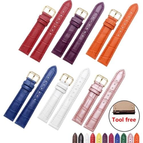 Quality replacement leather strap 12mm 14mm 16mm 18mm 20mm 22mm black red crocodile grain watch bands