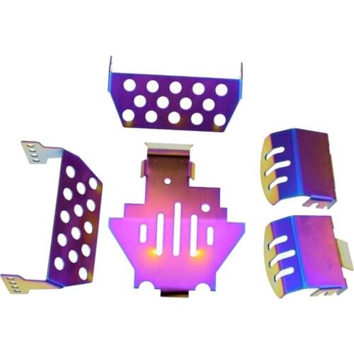 5pcs Metal Front & Rear Chassis Skid Plates Bundle for -4 RC Crawler Car