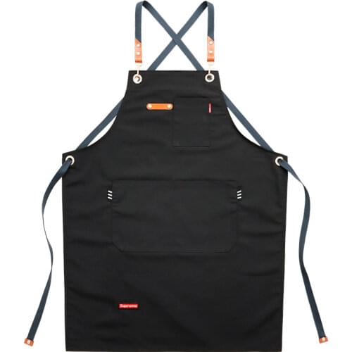 Cowboy Canvas Apron with Pockets Korean Fashion Chinese Restaurant Barber Artist Apron for Men and Women Overalls Coffee Shop