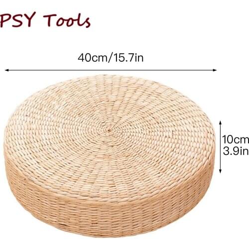 Handmade Woven Rattan Futon Yoga Mat Thicken Straw Round Seat Pier Woven Straw Bay Yoga Padded Kneeling Japanese Tatami Mats