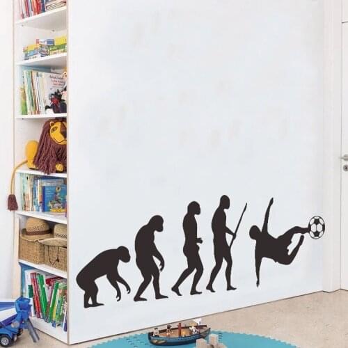 Creative Human Evolution Wall Stickers Football PVC Vinyl Home Decor for Kids Room Primitive To Modern People Wall Decals